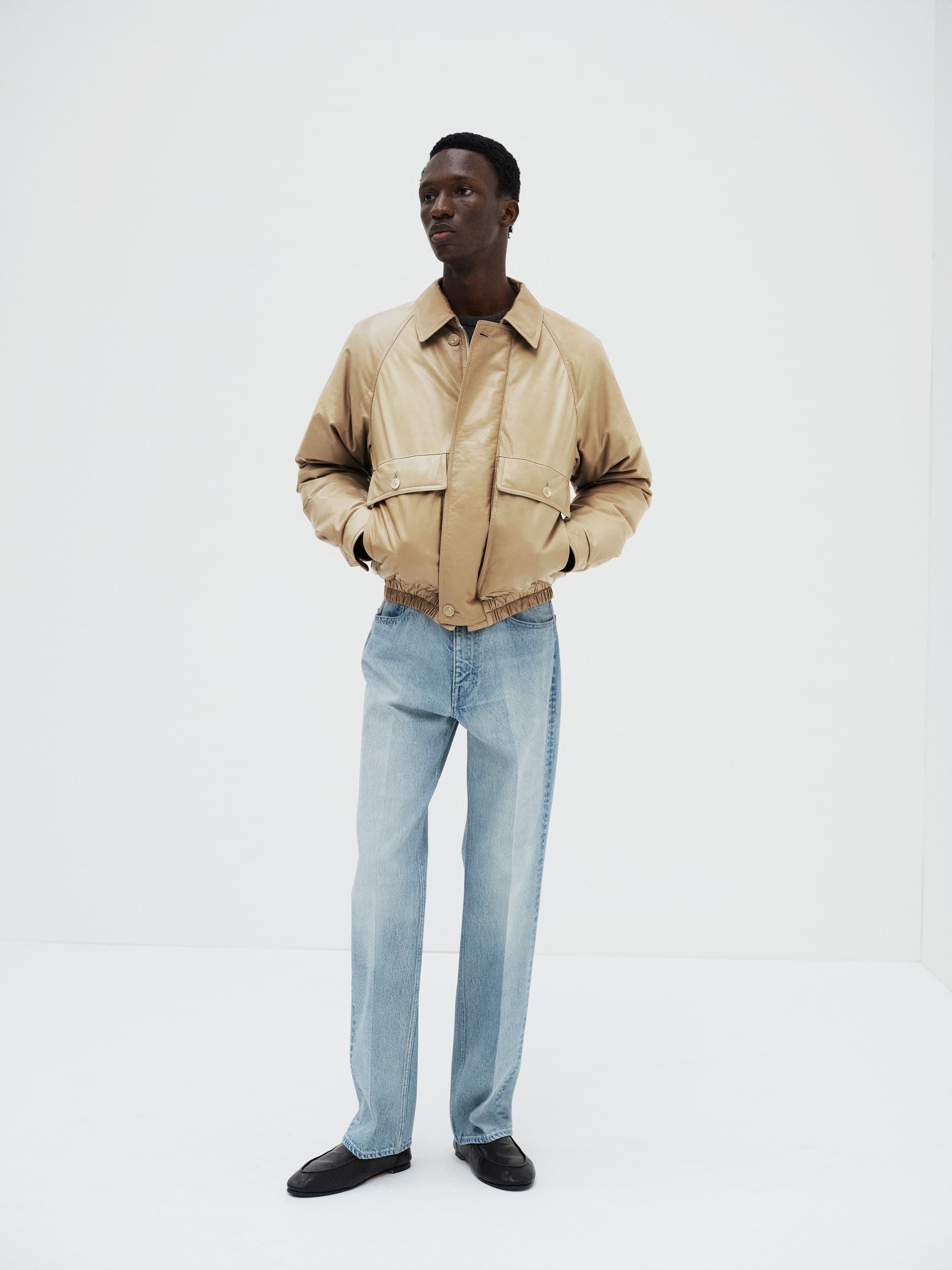 AURALEE FINE CALF LEATHER DOWN BLOUSON