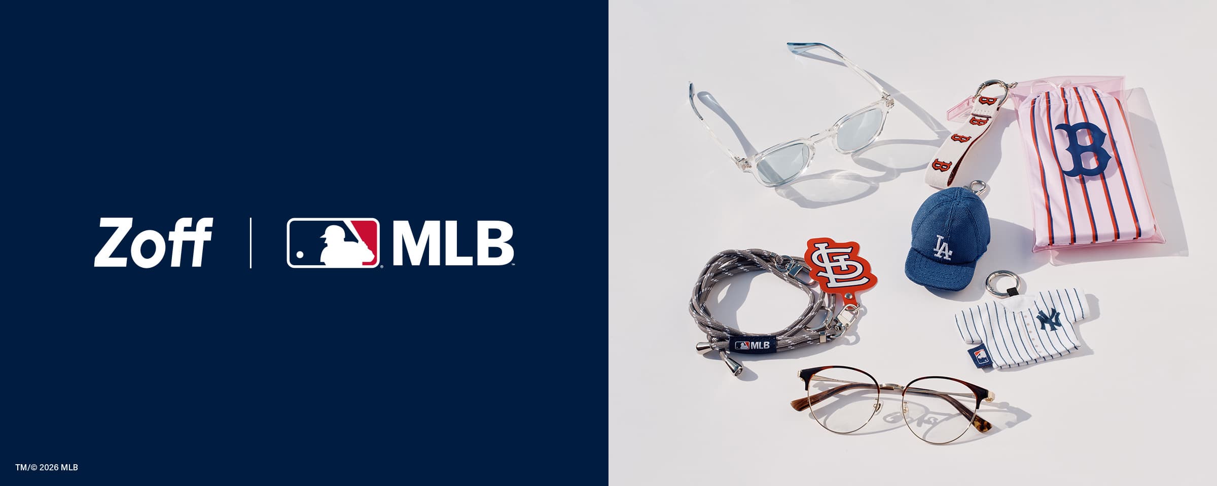 Zoff × MLB コラボアイウェアのイメージ(PR TIMES提供の公式画像)