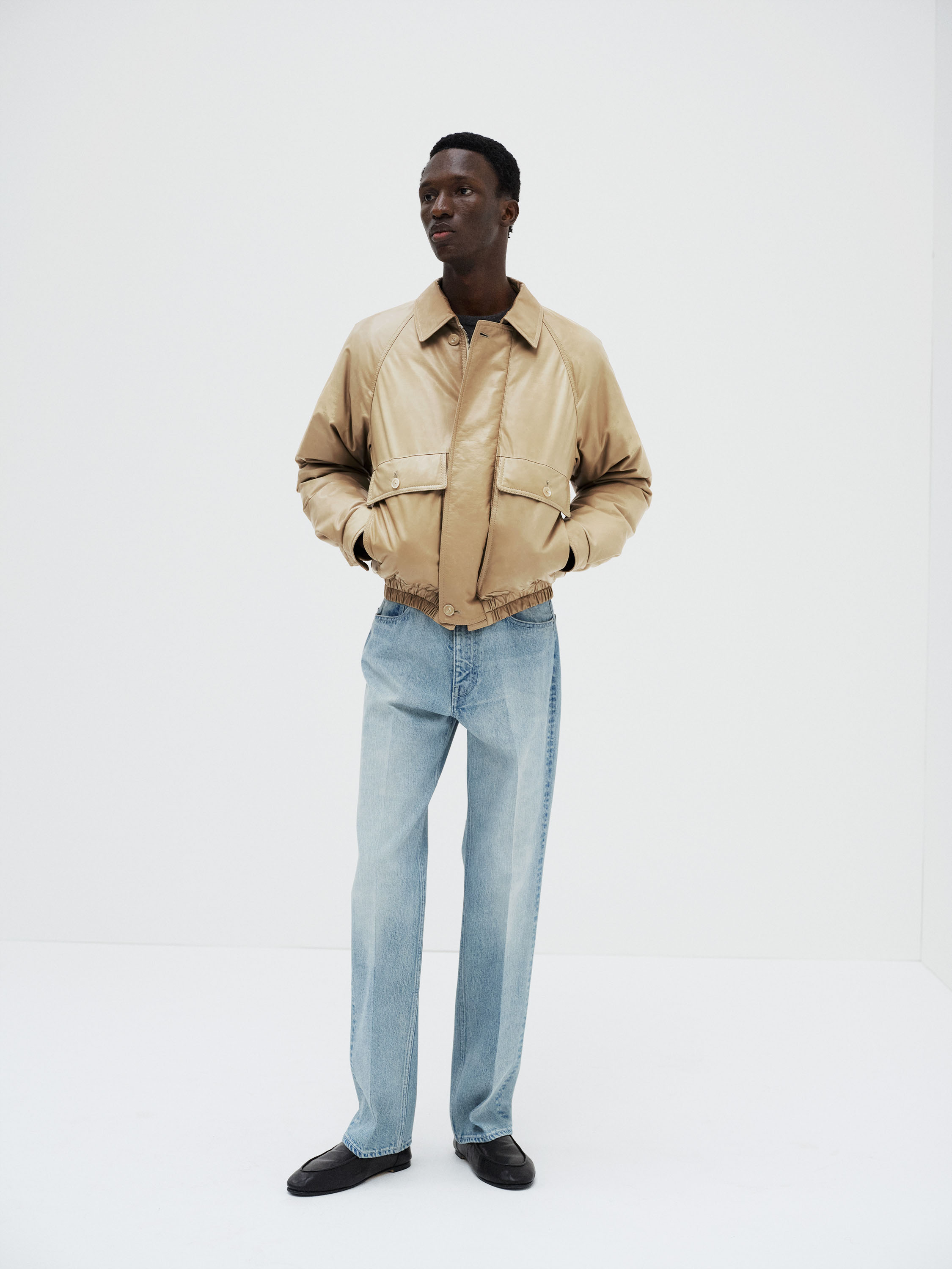 AURALEE FINE CALF LEATHER DOWN BLOUSON
