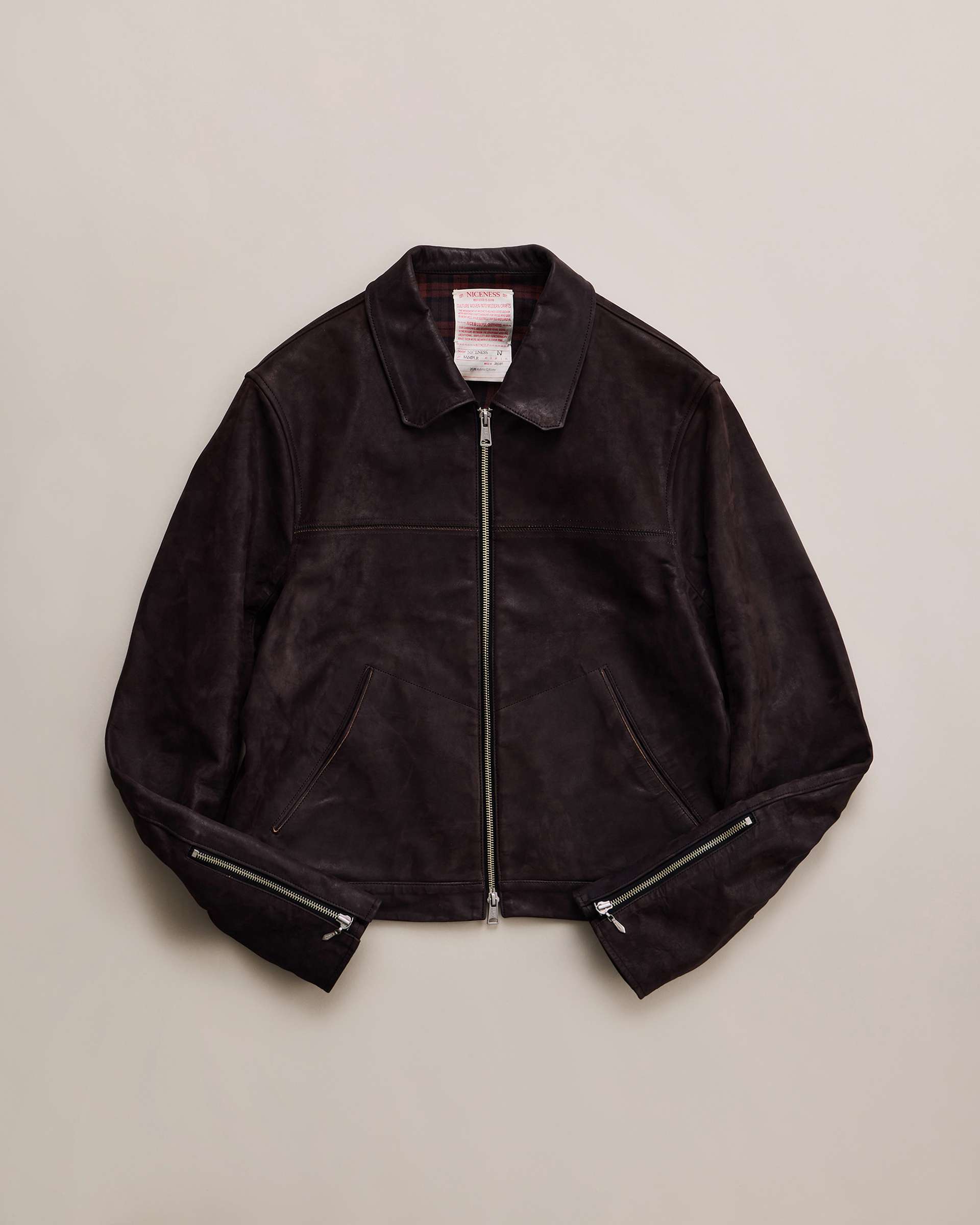 NICENESS SUMNER Oiled Leather Riding Jacket