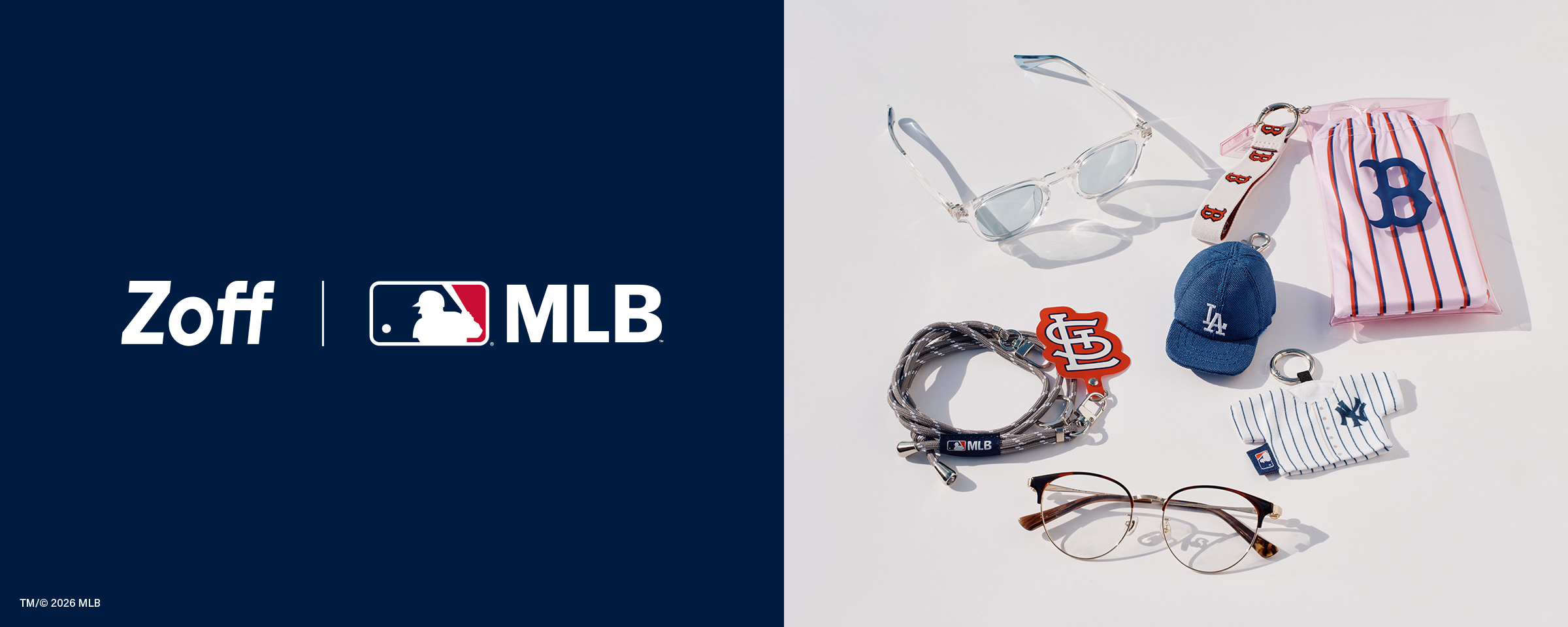 Zoff × MLB コラボアイウェアのイメージ（PR TIMES提供の公式画像）